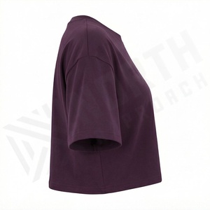 Camiseta Corta Personalizada de Color Sólido con Cuello Redondo para Mujer, Prenda de Moda Informal y Transpirable de Manga Corta - Product Image 4