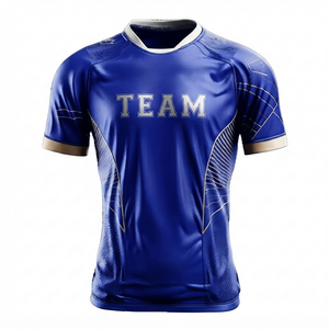 Maillot de football personnalisé à col rond imprimé par transfert thermique, manches courtes pour homme, 100 % polyester, respirant et anti-humidité, style sportif - Product Image 1