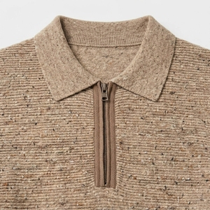Pull col roulé de luxe pour homme, couleur unie, tricot épais à demi-zip, coupe ample, sweat-shirt d'hiver pour homme - Product Image 5