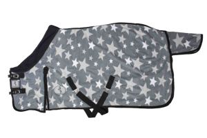 Couverture de cheval en polaire à imprimé étoiles grises, imperméable, doublée de nylon 210D, pour l'équitation printemps-automne - Product Image 6