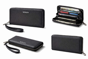 กระเป๋าสตางค์ผู้หญิง Wriza Arctic Hunter รุ่นวินเทจ กันน้ำ ทำจากโพลีเอสเตอร์ กระเป๋าคลัทช์แบบยาว มีซิป ช่องใส่บัตร ช่องใส่เหรียญ สีดำ เหมาะสำหรับการเดินทาง - Product Image 4