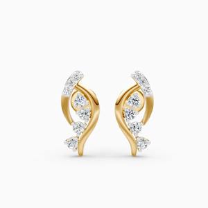 Pendientes de diamantes Wave Cluster con diamantes cultivados en laboratorio de 0.19 quilates en oro amarillo de 9 quilates, oro blanco y oro rosa. - Product Image 3