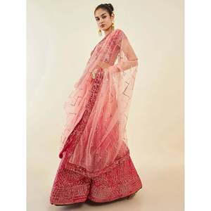 Pink <b>Sequins</b> <b>Art</b> Silk Festival Wear Lehenga Choli for Wedding Apparel - Product Image 6
