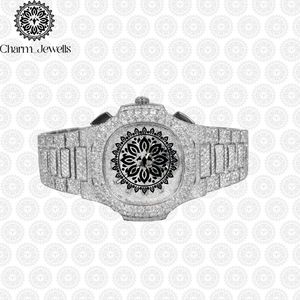 Montre de luxe Charm Jewells en acier inoxydable, cadran en verre de 40 mm, bracelet de 20 mm, mouvement mécanique analogique, résistance à l'eau 10 bars, date automatique - Product Image 3