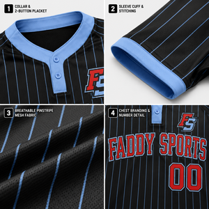 เสื้อเบสบอลลายทางแบบซับลิเมชั่นสั่งทำพิเศษสำหรับผู้ชาย ชุดกีฬาทีมมืออาชีพ เสื้อเบสบอลระบายอากาศได้ดี ติดกระดุมเต็มตัว - Product Image 4