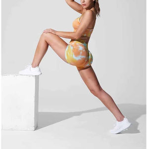 Women's High Waist Tie Dye Sporty Shorts Knitted Spandex Polyester Elastic Waist Breathable Regular Fit - Product Image 4