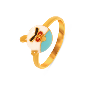 Quirky Character <b>Kid's</b> Gold <b>Ring</b> Premium 18K Yellow Gold Cute Cartoon Bird Enamel <b>Ring</b> for <b>Kids</b> Colorful Animal Design - Product Image 1