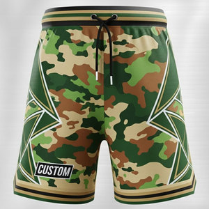 Shorts pour hommes à imprimé camouflage personnalisé, taille mi-haute, cordon de serrage, tissu respirant, style décontracté d'été - Product Image 1
