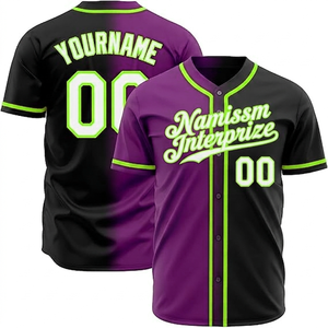 Maillots de baseball OEM pour hommes, chemises boutonnées à manches courtes, uniformes de sport hip-hop, maillots de baseball personnalisés vierges en gros - Product Image 1