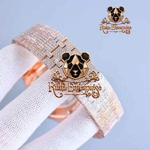 Decorative Stainless Steel <b>Watch</b> with Continuous Stone Accents, Elaborate Face <b>Work</b> and Extended Bracelet Styling. - Product Image 2