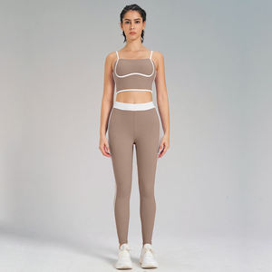Ensemble de leggings et soutien-gorge dos nu sexy pour femme, motif uni, tenue de yoga respirante à séchage rapide, vêtements de sport fitness, vente en gros, logo personnalisé - Product Image 5
