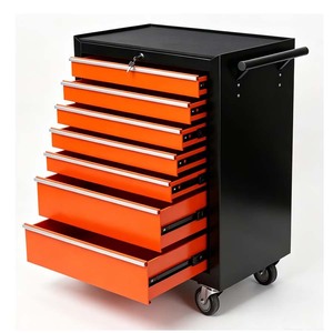 Red Metal 5 Drawer <b>Tool</b> Trolley | OEM/ OBM Customizable <b>Tool</b> <b>Cabinet</b> with Keyed Lock & Wheels 100kg Capacity - Product Image 1