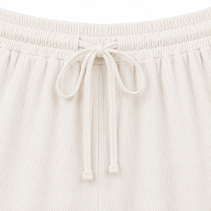 <b>Women</b>’s Ribbed Pajama Set <b>Short</b> Sleeve Ruffle Trim Top & <b>Shorts</b> 2 Piece Casual Sleepwear Loungewear Set - Product Image 4