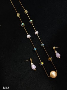 Conjunto de Joyería Étnica para Novia, Collar y Aretes de Dos Piezas para Boda y Fiesta, Imitación de Plata - Product Image 1