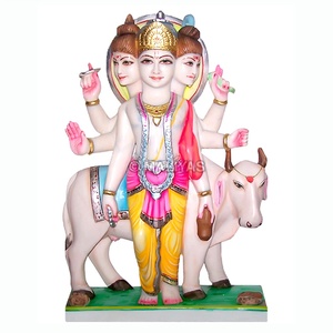 Premium Marble Dattatreya Statue | Handcrafted White Marble Lord Dattatreya Murti with Cow | MALIYAS Jaipur - Product Image 2