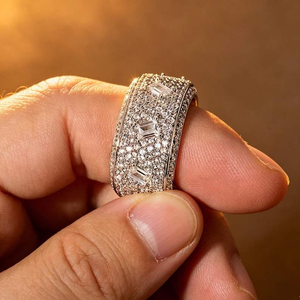 <b>Silver</b> Moissanite Statement <b>Ring</b> Iced Out Luxury Hip Hop Jewellery For <b>Men</b> Fashion Streetwear Gift And Bold Style - Product Image 6