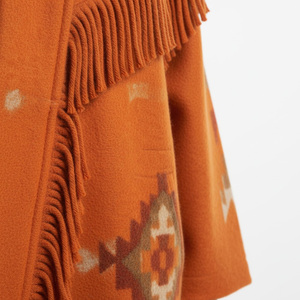Cardigan en laine orange pour homme avec franges et motif géométrique, manches longues, manteau d'hiver décontracté, col rabattu, tricoté, coupe ample - Product Image 5
