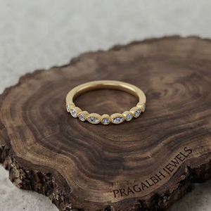 แหวนเพชรเลี้ยงในห้องปฏิบัติการทรงมาร์คีส์ ขอบมิลเกรน วินเทจ ทอง 14K 18K แหวนแต่งงานแบบซ้อนได้ แหวนครบรอบ - Product Image 1