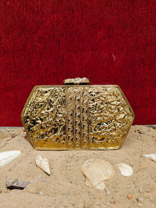 Luxury Mother of Pearl Hexagon Clutch with <b>Gold</b> Frame and Crystal Knob Elegant Handmade <b>Evening</b> <b>Bag</b> for Weddings Parties - Product Image 4