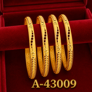 Brazaletes clásicos chapados en oro de 24 quilates para mujer, joyería de boda A-43007 - Product Image 5