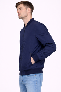 Chaqueta Bomber Azul Marino Premium para Hombre con Cierre, Ligera, Resistente al Viento, con Tela Suave y Duradera para Comodidad Durante Todo el Día - Product Image 2