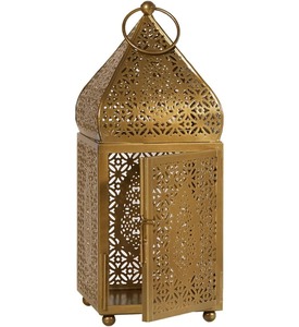 <b>Gold</b> Tapered <b>Lantern</b> With Intricate Cutout Design For Home Decoration - Product Image 5
