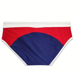 Shorts de bain pour hommes et jeunes, antibactériens, bleu/rouge, couleur unie, 100% polyester, vêtements de plage décontractés - Product Image 2