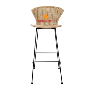 Tabourets en rotin tressé de haute qualité, meubles commerciaux, pieds en métal réglables en hauteur, pour bar, maison, salon, design moderne - Product Image 6