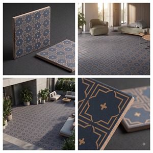 Borde de Porcelana Serie Tallado Marroquí 600x600mm, Color 5509 Mate Antideslizante, Patrón Decorativo para Uso Residencial y Comercial - Product Image 3