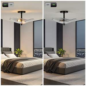 <b>Ceiling</b> <b>Light</b> Fixtures Black Flush Mount Indoor/Outdoor Water Ripple Glass Shade for Hallway Kitchen Bedroom Porch Living Room - Product Image 4