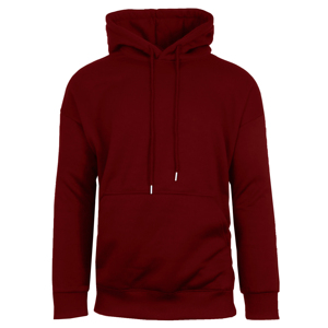 Herren Burgunderroter Kapuzenpullover aus Fleece, Einfarbig, Lässige Winterkleidung, Reguläre Passform, Gestrickter Baumwoll-Hoodie mit Atmungsaktivem Taschendesign - Product Image 1
