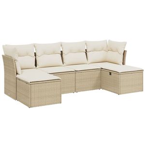 Sofa de jardin en poly rotin beige avec tissu en acier enduit de poudre Collection de meubles d'extérieur élégants - Product Image 2
