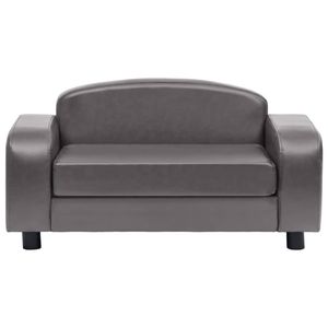 Sofá para Perros de Madera de Abeto Maciza en Cuero Sintético Gris (100% Poliuretano), Casas y Muebles para Mascotas - Product Image 3