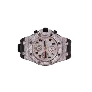Reloj Cronógrafo de Lujo Personalizado con Diamantes Moissanite VVS para Hombre, Estilo Hip Hop, con Correa de Goma Negra y Subesferas - Product Image 1