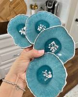 Ensemble de sous-verres en résine turquoise - Sous-verres en résine agate géode avec accents argentés, idéal pour un cadeau de bienvenue, un agent immobilier, un enseignant ou un fiancé.