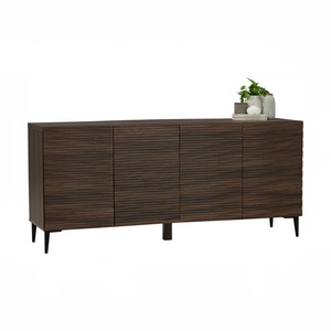 Ready Stock Nordic Modern 1.6m Fluted <b>Sideboard</b> Dark Walnut Finish Console <b>Sideboard</b> <b>Storage</b> Cabinet for Luxury Apartment - Product Image 5