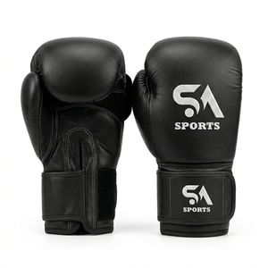 Guantes de Boxeo Deportivos Negros Sólidos de Diseño Minimalista, con Núcleo Moldeado por Inyección, para Gimnasio y Entrenamiento - Product Image 1