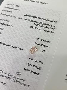 Diamantes Sueltos Rosa Fantasía, Corte Radiante, Cultivados en Laboratorio HPHT CVD, 1.9ct/2.52ct, Certificación IGI, Claridad VVS, Perforados con Láser, Venta al Por Mayor - Product Image 2