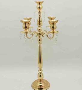 Polished chrome five arms <b>candelabra</b> display featuring a majestic towering stem, available at wholesale prices. - Product Image 4