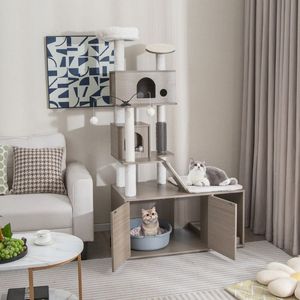 Indoor Car-Themed <b>Cat</b> Tree with Litter <b>Box</b> Enclosure Premium Pet Furniture - Product Image 4