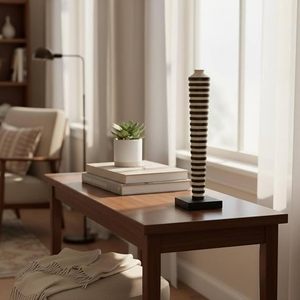 Art Deco Black Wood Handmade Wedding Decorative Floor Tabletop Flower Vase for Living Room Home Decor - Product Image 1