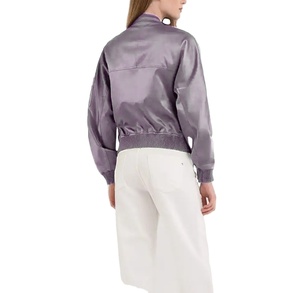 Blouson aviateur d'hiver à col montant en tissu peigné respirant pour femme avec fermeture éclair et rivet - Product Image 2