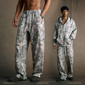 Pantalon de survêtement pour homme, automne, 340 g/m², polaire, imprimé camouflage, coupe ample, décontracté, taille élastique, cordon de serrage - Product Image 4
