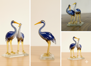 Figurine artisanale en verre d'un couple d'oiseaux amoureux, cadeau romantique pour la Saint-Valentin, décoration d'intérieur - Product Image 5