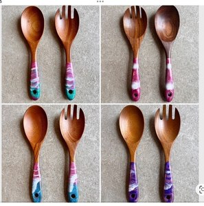 ช้อนเรซิ่น ส้อมเรซิ่น มีดเรซิ่น ช้อนครัว ส้อมโต๊ะ มีดทานอาหาร ช้อนเสิร์ฟ ชุดช้อนส้อม ชุดอุปกรณ์รับประทานอาหาร ตกแต่งโต๊ะอาหาร 2 ชิ้น - Product Image 1