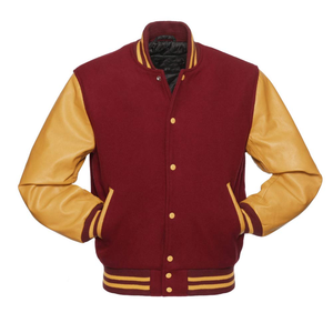 Obtenez une veste de baseball universitaire personnalisée en chenille brodée pour hommes, avec corps en laine et manches en cuir pour l'hiver - Product Image 2