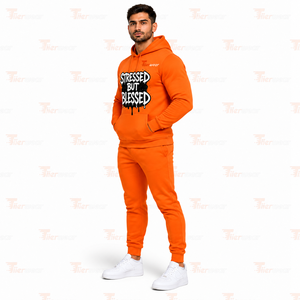 Nouvel ensemble de survêtement streetwear pour homme 2025 avec logo personnalisé, pantalon évasé, deux pièces, 100 % coton - Product Image 2