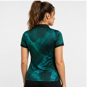 Polo Personalizado para Mujer, Color Verde Esmeralda, Diseño Abstracto de Polígono, Secado Rápido, Transpirable, Manga Corta, Uniforme de Golf, WPS-0843 - Product Image 4