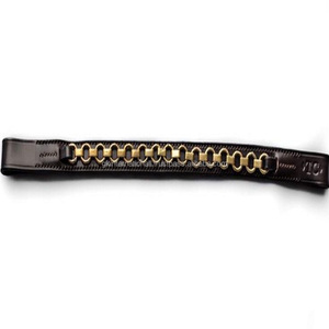 Bande à sourcils en cuir pour femmes, accessoire à longueur ajustable, durable et robuste, avec chaîne en métal argenté de styliste et boucles cousues - Product Image 2