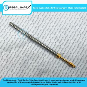 ชุดอุปกรณ์ดูดของเหลวแบบใช้ซ้ำได้ พร้อมข้อต่อแบบมีหนาม ยี่ห้อ Regal Impex Poole Suction Tube Neurosurgery MultiHole Straight Surgical Aspirator - Product Image 6